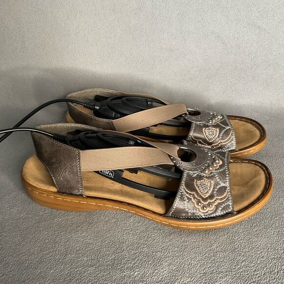 Women's Rieker Regina Sandals‎ Metal Embellishments Slip On Size 41/ US 9,5 Gray - Picture 11 of 11